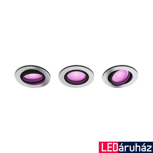 Philips Hue Centura alumínium süllyesztett spotlámpa 3db-os csomag, kör, White and Color Ambiance, 3x6W, 1050lm, RGBW 2000-6500K, 3xGU10 LED fényforrás, 8719514342866