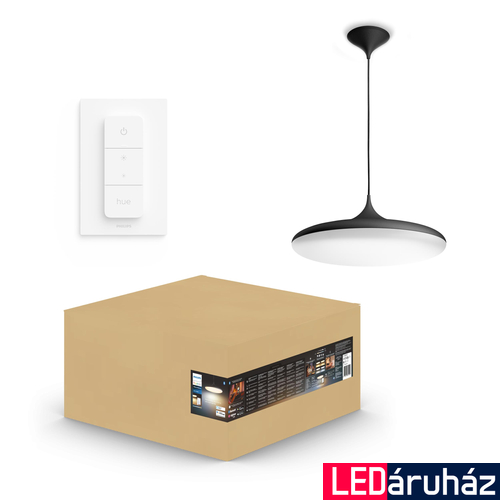 Philips Hue Cher függesztett LED lámpa, White Ambiance, fekete, 33,5W, 3000 lm, 2200K-6500K + DimSwitch, Bluetooth+Zigbee, 8719514341197