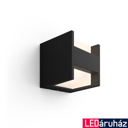 Philips Hue Fuzo kültéri fekete fali lámpa, White, 9W, 1160lm, 2700K melegfehér, IP44, 8719514382787