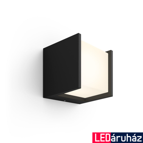 Philips Hue Fuzo kültéri fekete fali lámpa, White, 9W, 1160lm, 2700K melegfehér, IP44, 8719514382800
