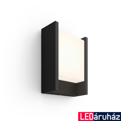 Philips Hue Fuzo kültéri fekete fali lámpa, White, 9W, 1160lm, 2700K melegfehér, IP44, 8719514382824