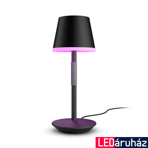 Philips Hue Go kültéri és beltéri hordozható asztali lámpa, White and Color Ambiance, 6W, 530lm, RGBW 2000-6500K, fekete, 8719514404595