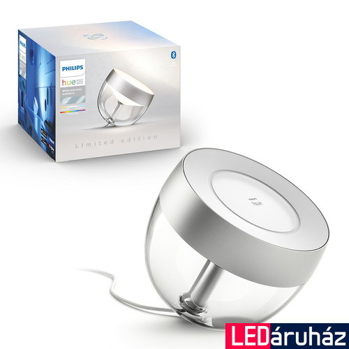 Philips Hue Iris White and Color Ambiance, RGBW asztali LED lámpa, 8W, 570 lm, ezüst, Bluetooth+Zigbee, 8719514264540