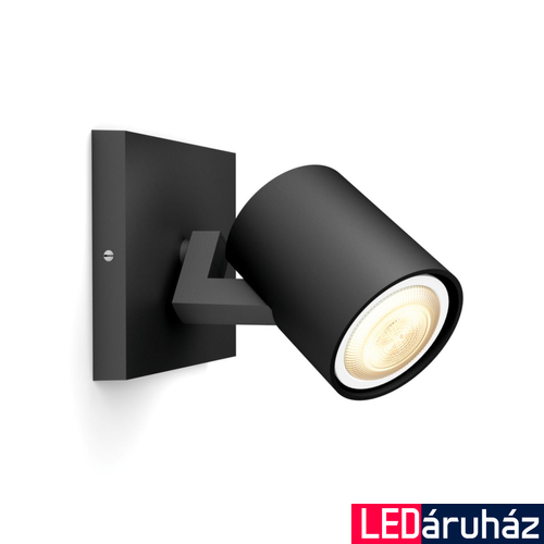 Philips Hue Runner fekete fali spotlámpa, 1 spotfejjel, White Ambiance, 1x5,5W, 350lm, 2200-6500K változtatható fehér, 1xGU10 LED fényforrás + DimSwitch, 8719514338326