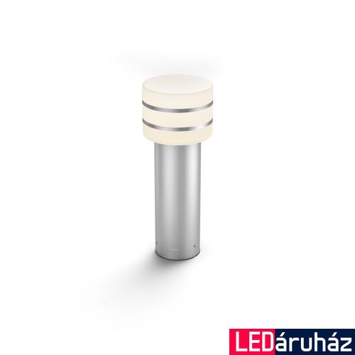 Philips Hue Tuar kültéri inox állólámpa, White, 9W, 806lm, 2700K melegfehér, 1xE27 LED fényforrás, IP44, 1740547P0