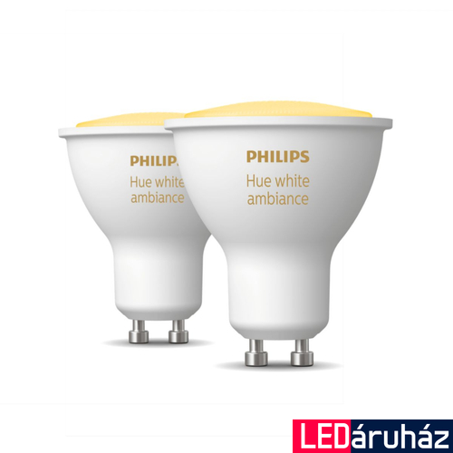 Philips Hue White Ambiance GU10 LED spot dupla csomag, 2xGU10, 5W, 350lm, 2200-6500K változtatható fehér, 8719514340121
