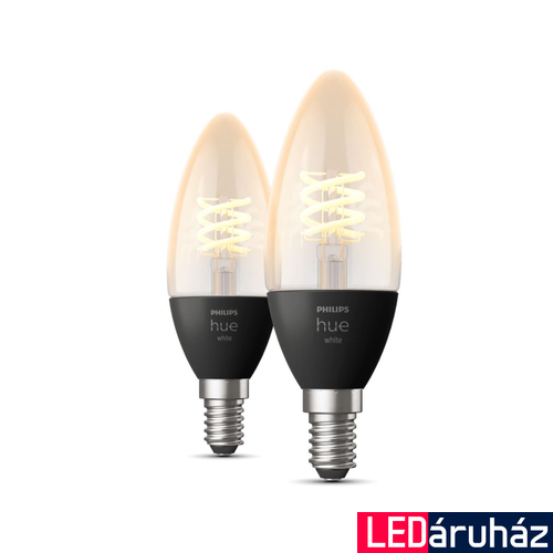 Philips Hue White E14 LED gyertya filament vintage fényforrás dupla csomag, 2xE14, 4,5W, 300lm, 2100K ultra-melegfehér, 8719514302211