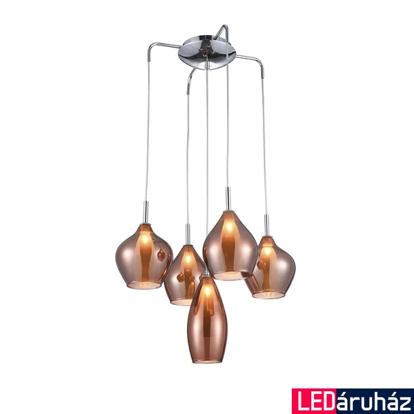 Azzardo Amber többágú függeszték, réz, G9, 5x6W, AZ-3172