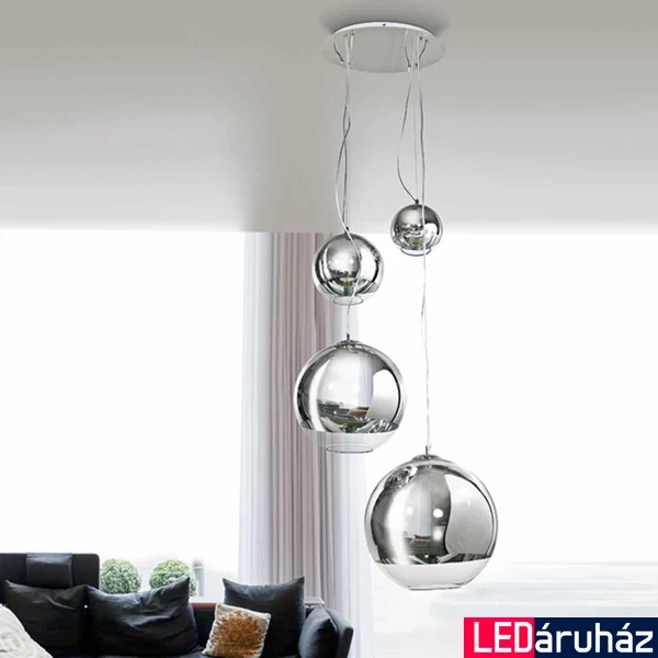 Azzardo Silver többágú függeszték, króm, E27, 4x42W, AZ-2531