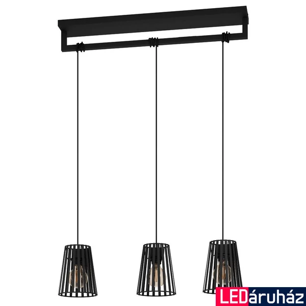 Eglo 390003 Bogota több ágú függeszték, 3db fémszálas burával, fekete, E27 foglalattal, max. 3x40W, IP20