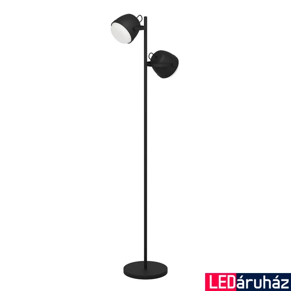 Eglo 390048 Upanema állólámpa, 2db állítható lámpafejjel, talpkapcsolóval, fekete, E27 foglalattal, max. 2x28W, IP20