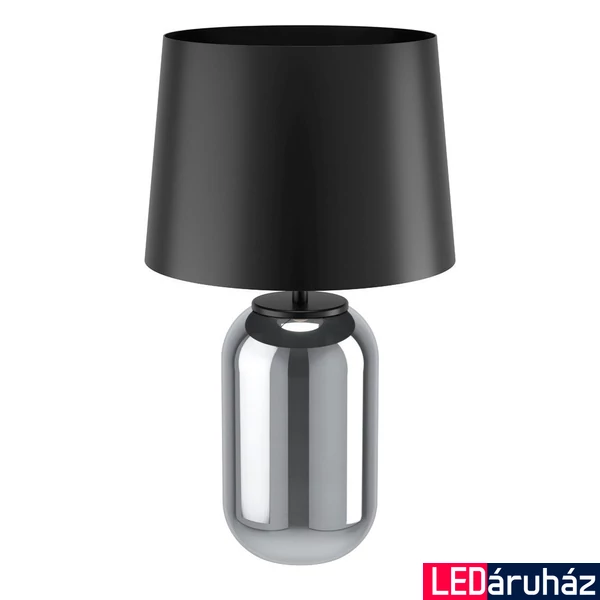 Eglo 390063 Cuite asztali lámpa, üveg lámpatalppal, matt fekete burával, zsinórkapcsolóval, fekete, E27 foglalattal, max. 1x40W, IP20
