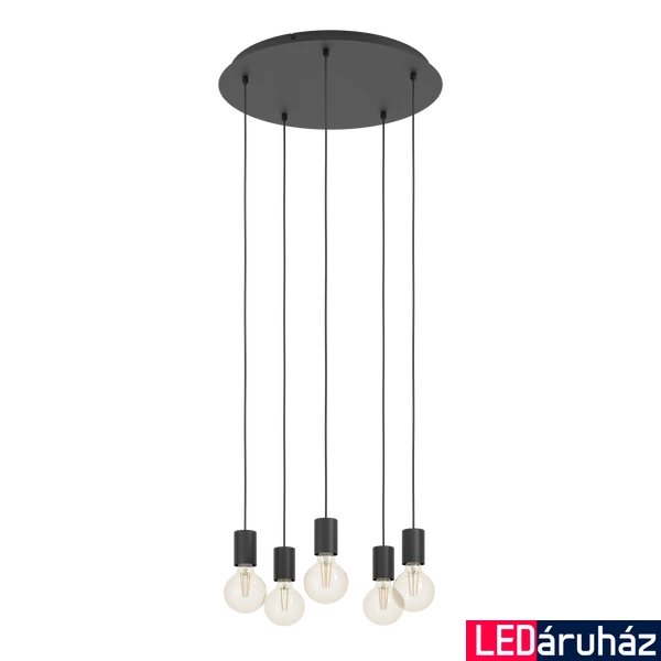 Eglo 390267 Huebro függeszték, fekete, E27 foglalattal, max. 5x40W, IP20