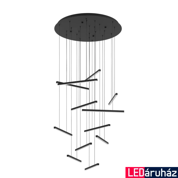 Eglo 390351 Lindoza függeszték, fekete, 12000 lm, 3000K melegfehér, beépített LED, 12x8,4W, IP20