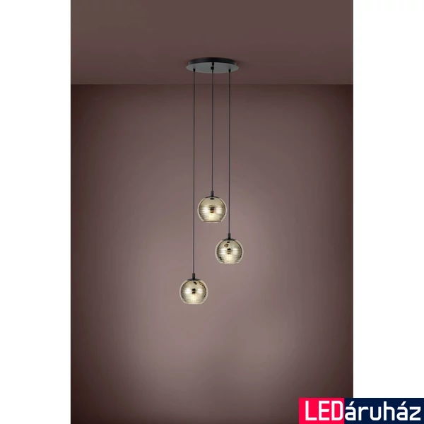 Eglo 39685 Lemorieta több ágú függeszték, mattított üvegburával, arany, E27 foglalattal, max. 3x40W, IP20