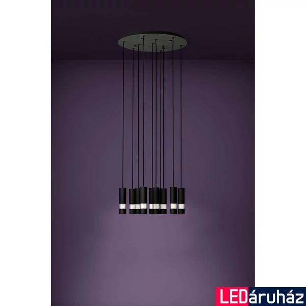 Eglo 39708 Bernabeta több ágú függeszték, 10 db lámpafejjel, kör forma, buborék díszítéssel, fekete, GU10 foglalattal, max. 10x5W, IP20