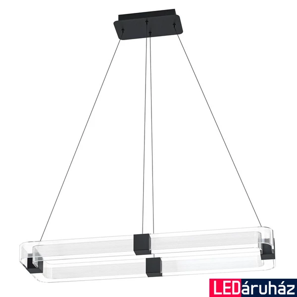 Eglo 39909 Mogetonello 1 ágú függeszték, akril kerettel, fekete, 4800 lm, 3000K melegfehér, LED foglalattal, max. 4x9,8W, IP20
