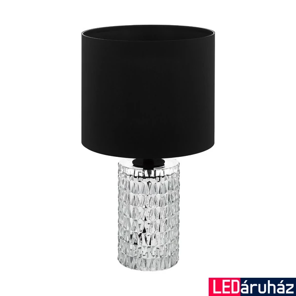 Eglo 39979 Sapuara asztali lámpa, textil burával, kristály lámpatesttel, zsinórkapcsolóval, fekete, E27 foglalattal, max. 1x40W, IP20