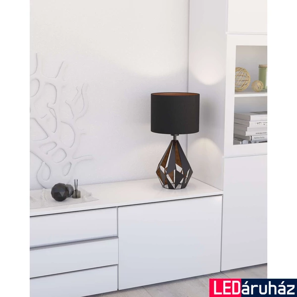 Eglo 43077 Carlton 5 asztali lámpa, textil burával, rosegold színű belső festéssel, fekete, E27 foglalattal, max. 1x60W, IP20