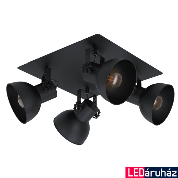 Eglo 43434 Barnstaple 1 mennyezeti lámpa, fekete, E27 foglalattal, max. 4x40W, IP20