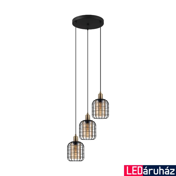 Eglo 43499 Chisle több ágú függeszték, rácsos burával, fekete, E27 foglalattal, max. 3x40W, IP20