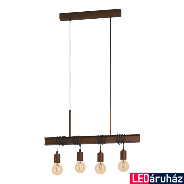 Eglo 43523 Townshend 4 több ágú függeszték, antikolt hatású, barna, E27 foglalattal, max. 4x60W