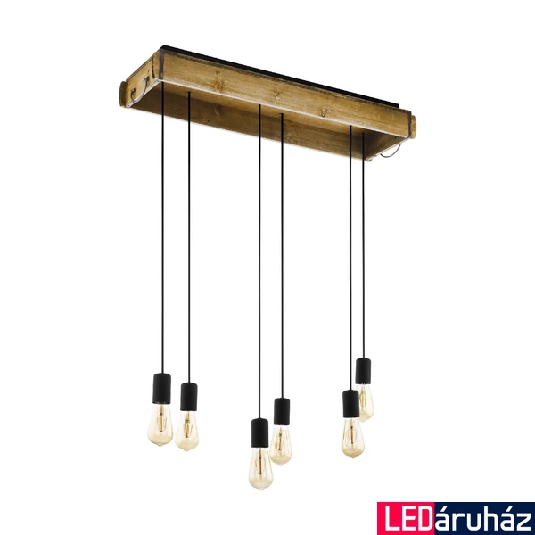 Eglo 43592 Wootton több ágú függeszték, fa, E27 foglalattal, max. 6x40W, IP20