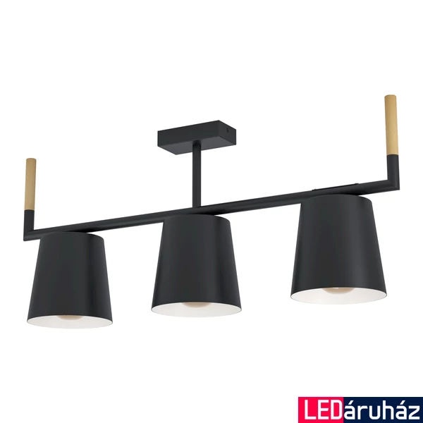 Eglo 43611 Lacey mennyezeti lámpa, fa díszítéssel, fekete, E27 foglalattal, max. 3x40W, IP20