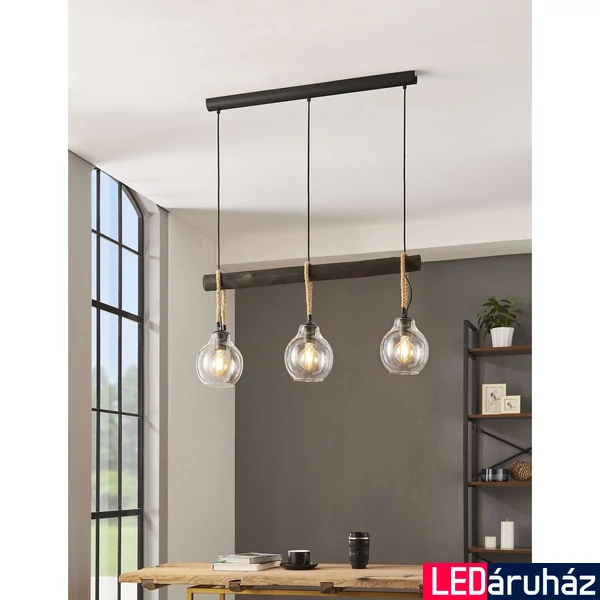 Eglo 43618 Roding több ágú függeszték, kötél díszítéssel, üveg, E27 foglalattal, max. 3x40W, IP20
