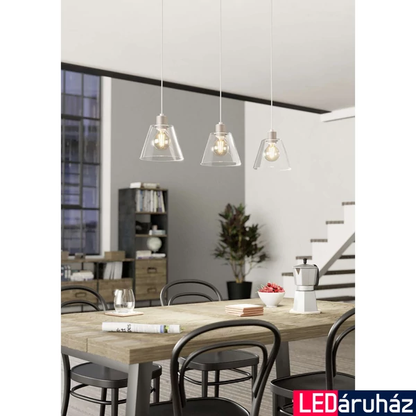 Eglo 43632 Copley több ágú függeszték, üveg burával, rosegold, E27 foglalattal, max. 3x40W, IP20