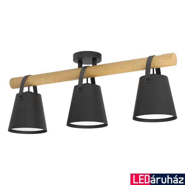 Eglo 43635 Boyle mennyezeti lámpa, fa díszítéssel, fekete, E27 foglalattal, max. 3x10W, IP20