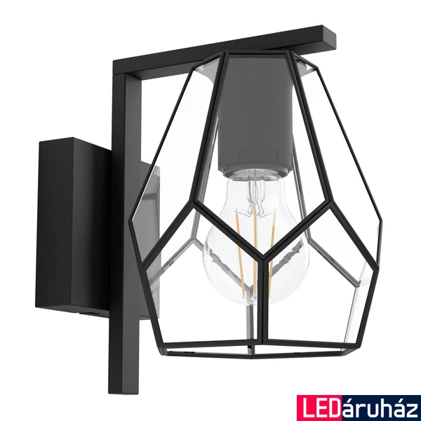 Eglo 43645 Mardyke fali lámpa, üveg burával, fekete, E27 foglalattal, max. 1x40W, IP20