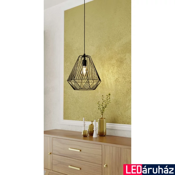 Eglo 43692 Stype 1 ágú függeszték, rácsos burával, fekete, E27 foglalattal, max. 1x40W, IP20