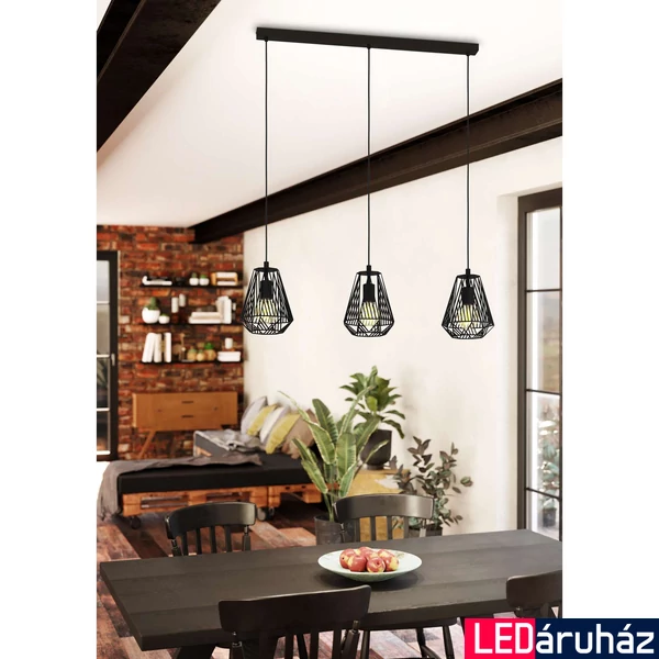 Eglo 43693 Stype több ágú függeszték, rácsos burával, fekete, E27 foglalattal, max. 3x40W, IP20
