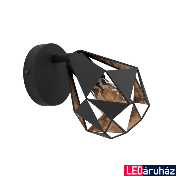 Eglo 43715 Carlton 7 fali/mennyezeti lámpa, 1db spotfejjel, antik réz belső festéssel, fekete, E27 foglalattal, max. 1x40W, IP20