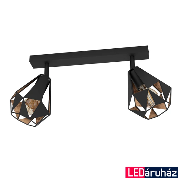 Eglo 43716 Carlton 7 fali/mennyezeti lámpa, 2db spotfejjel, antik réz belső festéssel, fekete, E27 foglalattal, max. 2x40W, IP20