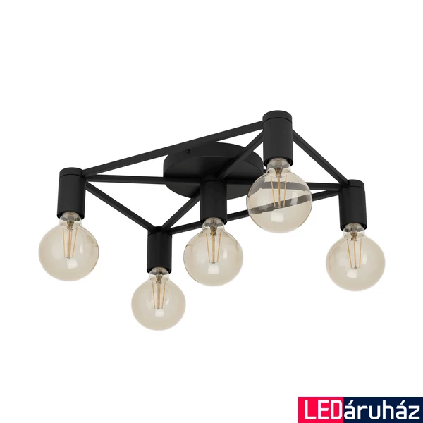 Eglo 43721 Speke mennyezeti lámpa, 5db foglalattal, fekete, E27 foglalattal, max. 5x40W, IP20