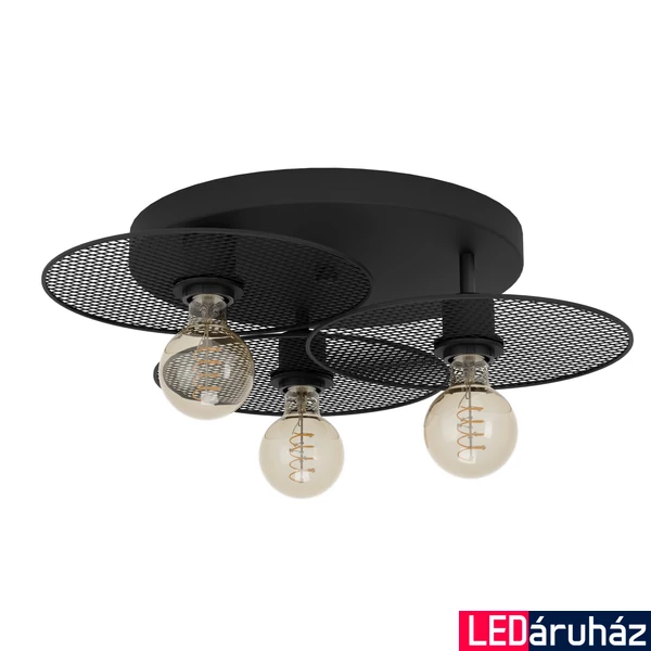 Eglo 43728 Ikeston több ágú függeszték, 3db foglalattal, rácsos, fekete, E27 foglalattal, max. 3x40W, IP20