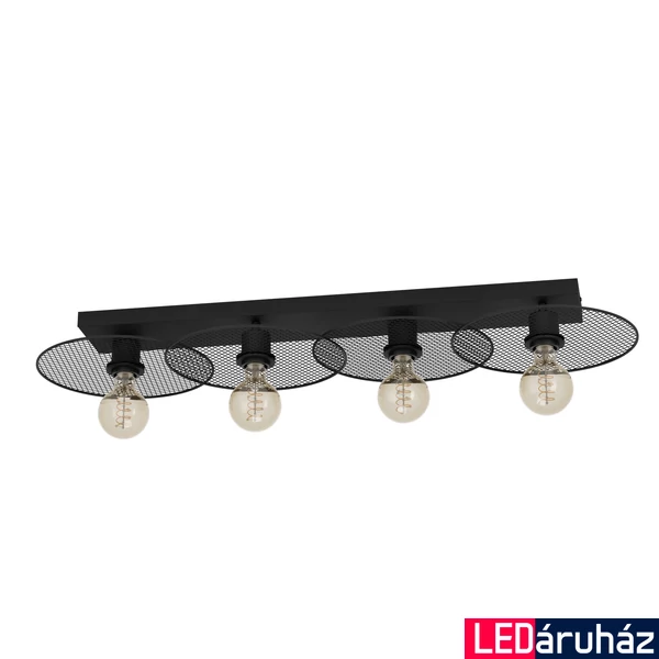 Eglo 43729 Ikeston mennyezeti lámpa, 4db foglalattal, rácsos, fekete, E27 foglalattal, max. 4x40W, IP20