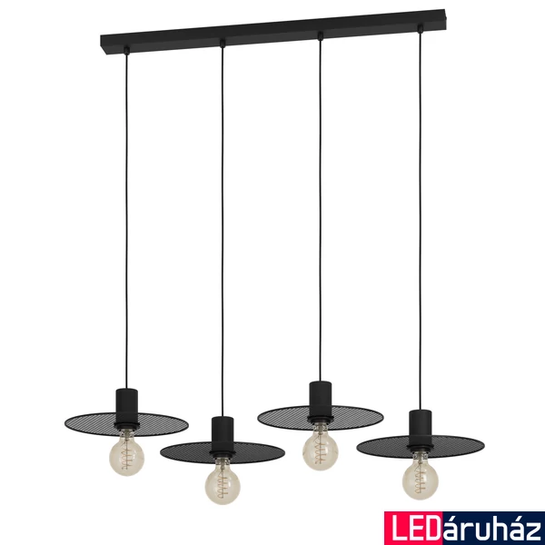 Eglo 43732 Ikeston több ágú függeszték, 4db foglalattal, rácsos, fekete, E27 foglalattal, max. 4x40W, IP20