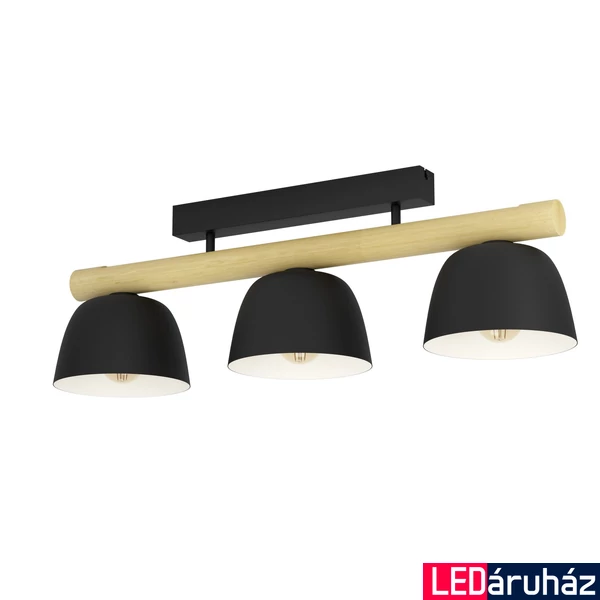 Eglo 43738 Sherburn mennyezeti lámpa, fa díszítéssel, fekete, E27 foglalattal, max. 3x40W, IP20