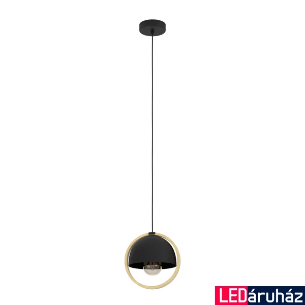 Eglo 43755 Callow 1 ágú függeszték, fa kerettel, fekete, E27 foglalattal, max. 1x40W, IP20