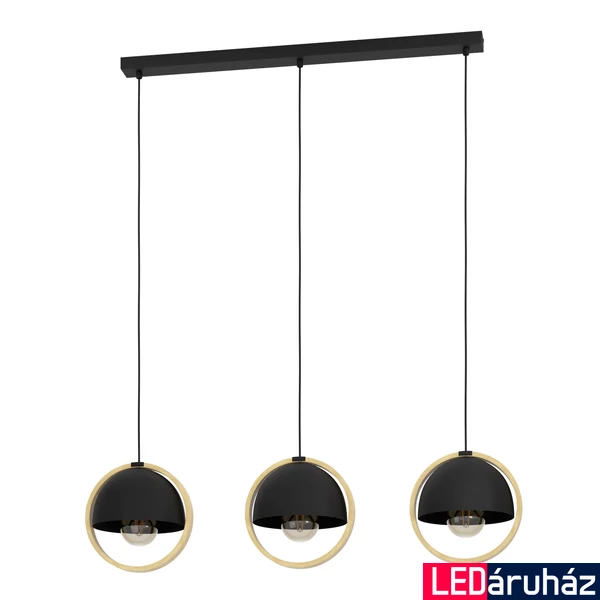 Eglo 43756 Callow több ágú függeszték, fa kerettel, fekete, E27 foglalattal, max. 3x40W, IP20
