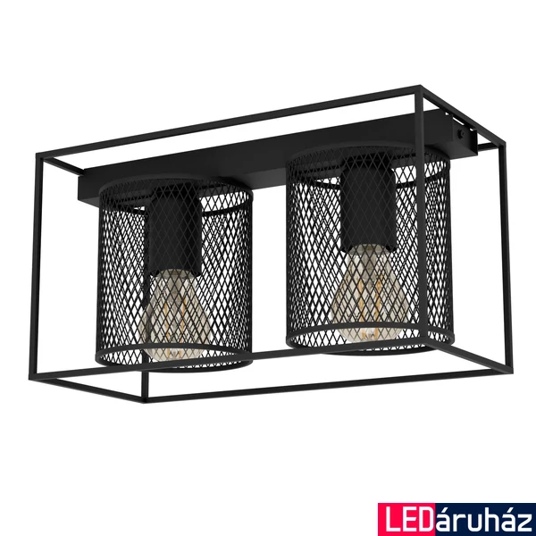 Eglo 43772 Catterick mennyezeti lámpa, 2db foglalattal, rácsos, fekete, E27 foglalattal, max. 2x40W, IP20