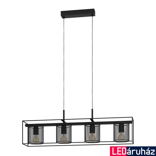 Eglo 43773 Catterick több ágú függeszték, 4db foglalattal, rácsos, fekete, E27 foglalattal, max. 4x40W, IP20