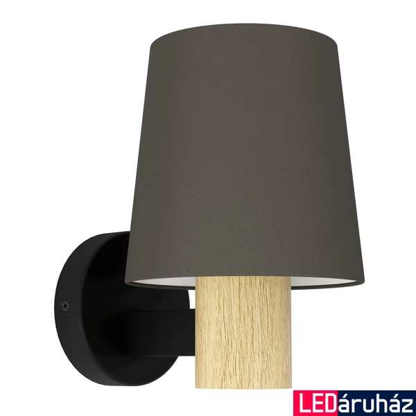 Eglo 43783 Edale fali lámpa, textil burával, fa díszítéssel, barna, E27 foglalattal, max. 1x40W, IP20