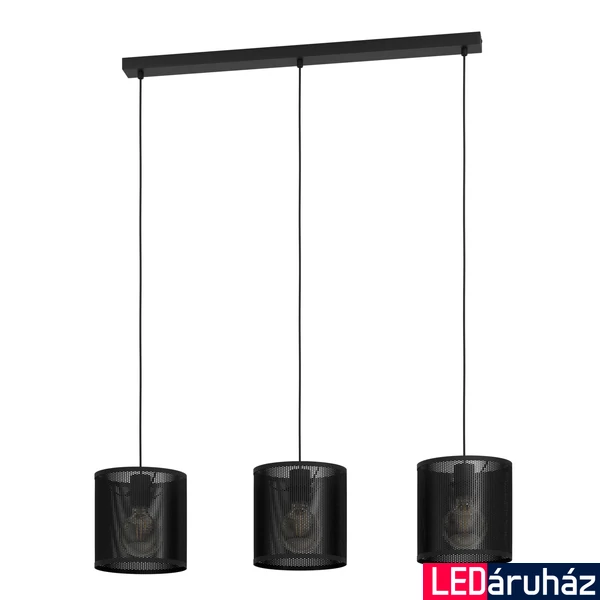 Eglo 43796 Manby több ágú függeszték, 3db foglalattal, rácsos, fekete, E27 foglalattal, max. 3x40W, IP20