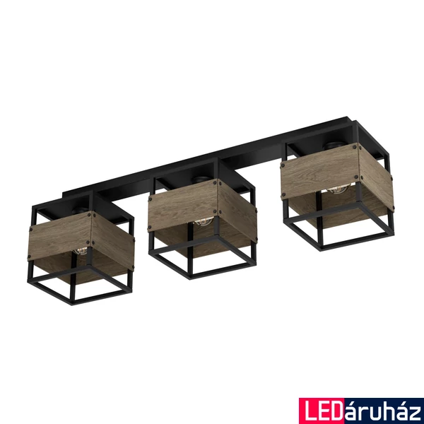 Eglo 43804 Evesham mennyezeti lámpa, fa részletekkel, fekete, E27 foglalattal, max. 3x40W, IP20