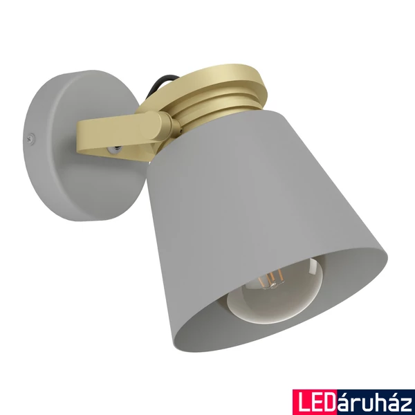 Eglo 43835 Twicken fali/mennyezeti lámpa, 1db spotfejjel, arany díszítéssel, szürke, E27 foglalattal, max. 1x28W, IP20