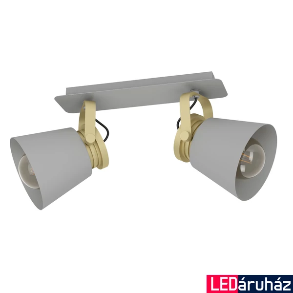 Eglo 43836 Twicken fali/mennyezeti lámpa, 2db spotfejjel, arany díszítéssel, szürke, E27 foglalattal, max. 2x40W, IP20